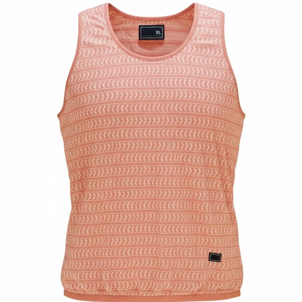 Fresh Jive Mens XL Tank Top Coral Peach Aztec Arrow Print 100% Cotton